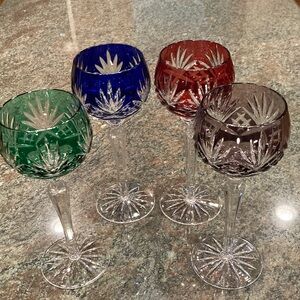 Set of Colorful Crystal Wine Glasses